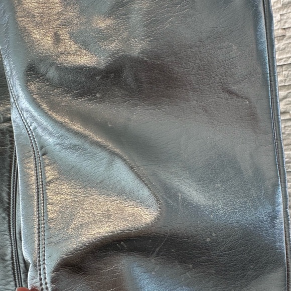 Good American Icon Silver Metallic Faux Leather Pants distressed size 6/28 - Picture 4 of 9